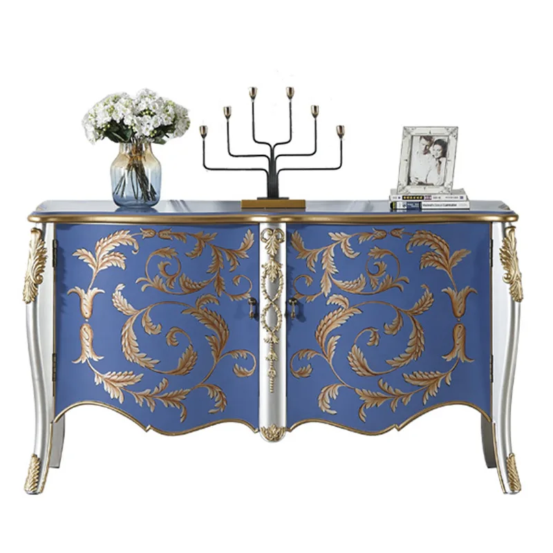 Painted Decorative Cabinet American Entrance Cabinet Multifunctional Living Room Locker White Side Cabinet Furniture