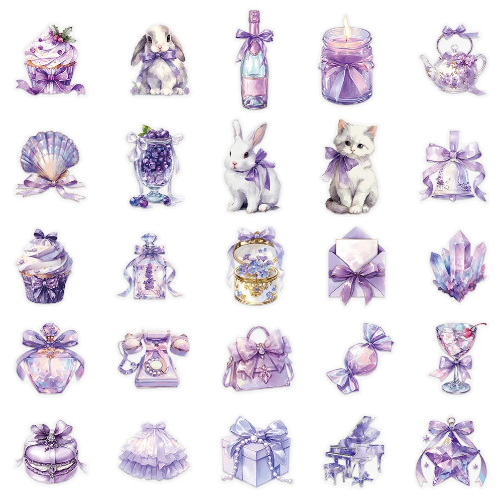 50 قطعة من الملصقات الأرجوانية الخيالية الكرتونية على شكل قلب جرلي شفاف للحيوانات الأليفة المزخرفة للكمبيوتر المحمول والأمتعة iPad ملصقات مقاومة للماء لعبة أطفال #3