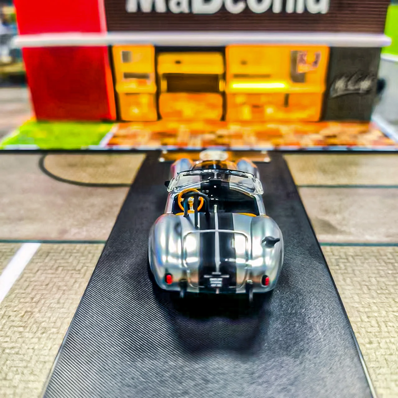 1/64 travaux fins SHELBY COBRA 427S/C Hone modèle 64x haut ouvert argent moulé sous pression