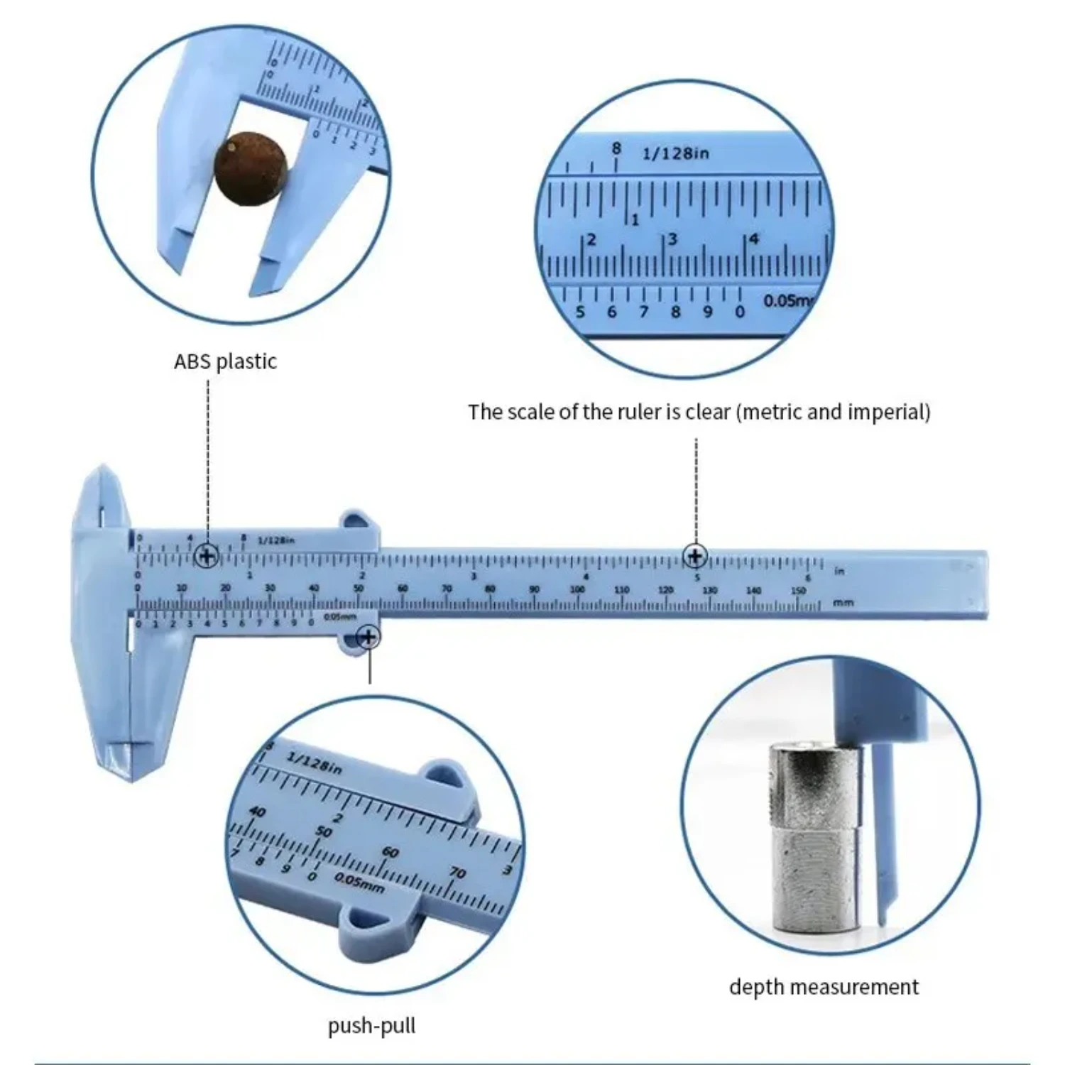 Stylish Walnut Bracelet Handle Anti-Collision Mini Plastic Caliper - Perfect for Precise Measurements in Jewelry Making and Arts