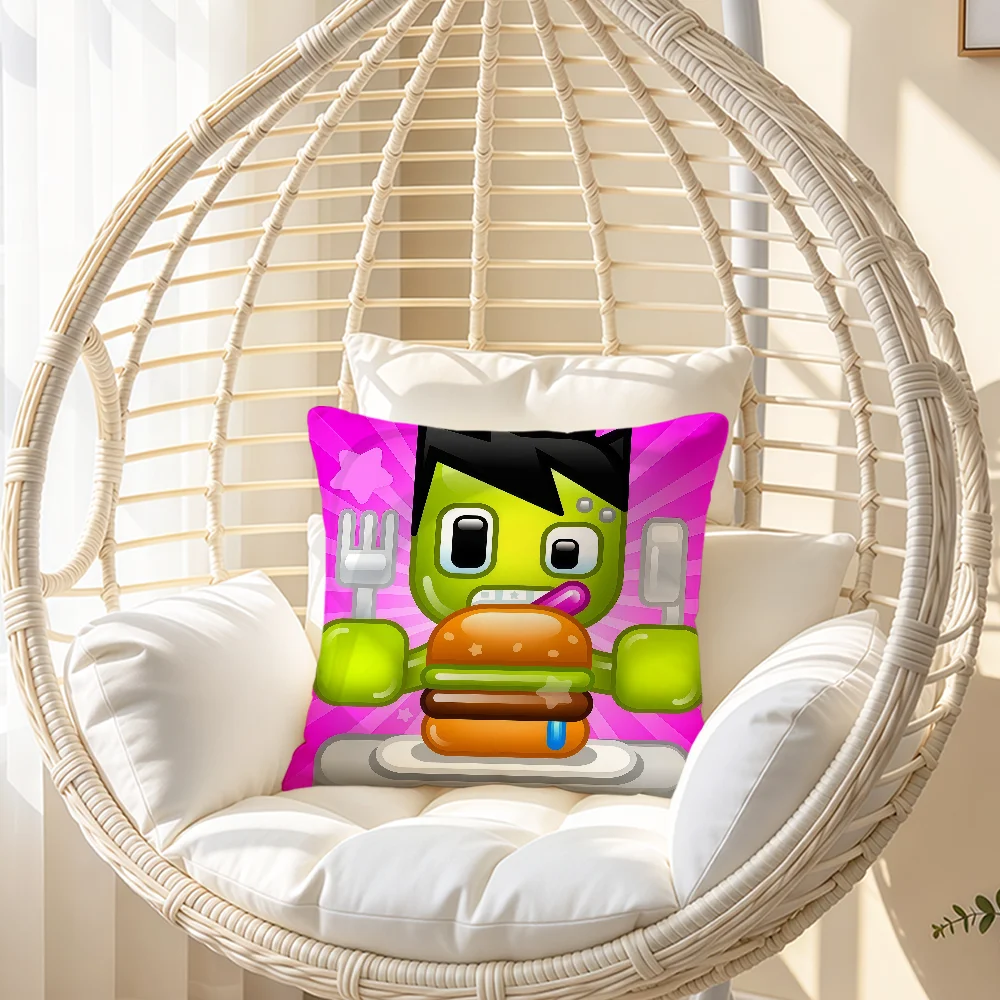 GRUB TIME Cartoon Zombie Glossy Tinktink Cushion Cover Soft Pillowcase Double Sided Sofa Home Living Room Decor Bed Hogar Gift