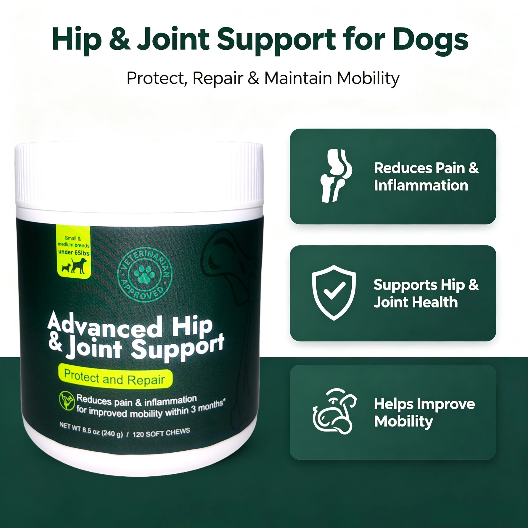 Dog Advanced Hip & Joint Support Soft Chews 120pcs