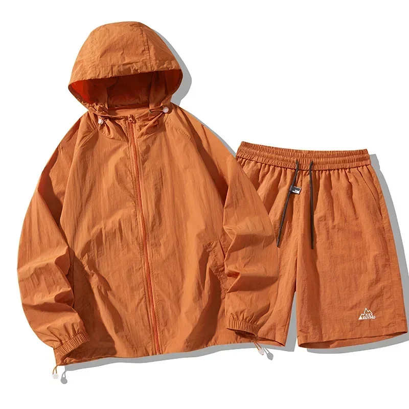 Ice Silk Outdoor Sun Protection Clothing Set Hat Thin Breathable Quick Dry for Men and Women Summer Climbing Camping Traveling view 2