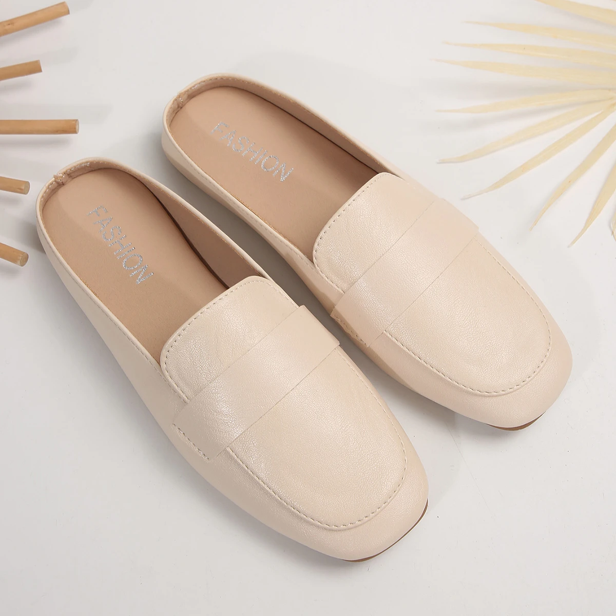 

High-End Genuine Soft Leather Soft-Soled Toe Slingback Mules for WomenNew Release, Lightweight Outdoor Slip-Ons with Square Toe