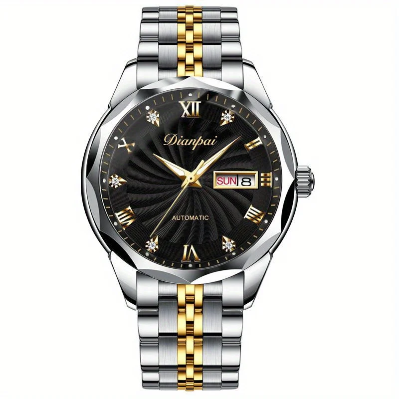 Dianpai Automatic mechanical watch with stainless steel luminous band, fashionable men's national watch.