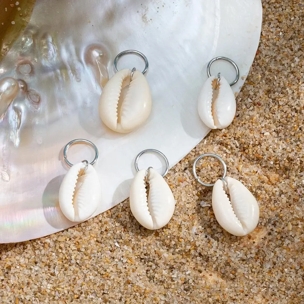 Sea 쉘 브레이드 헤어 링 보헤미안 휴가 스타일 헤어 버클, 힙합 더티 브레이드, 맞춤형 캐주얼 헤어 클립, 세트당 5 개