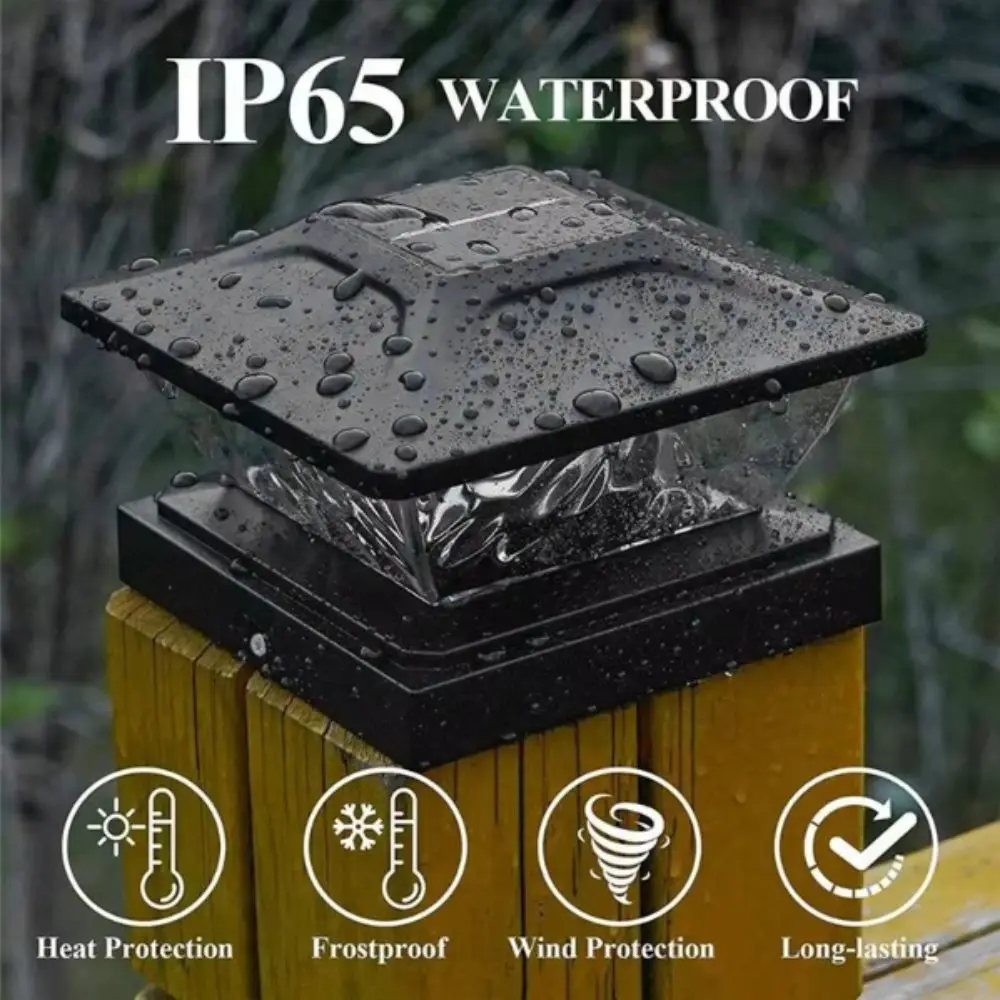 Warm White Solar Post Cap Light Waterproof Bright LED Solar LED Pillar Light Cool White 2 Modes Fence Post Cap Light Yard