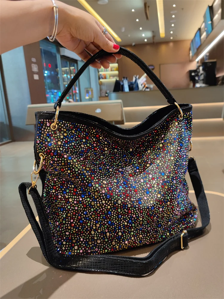 

Diamond Embellied Soft Leather oulder Bag Women's Summer Trendy Commute Large Capaci Casual Crossbody Handbag