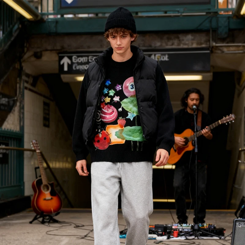 سترة جمالية لطيفة كلاسيكية للخريف والشتاء Y2K مزينة بنجمة البلياردو وسترة كبيرة الحجم مطبوعة على شكل خنفساء #4