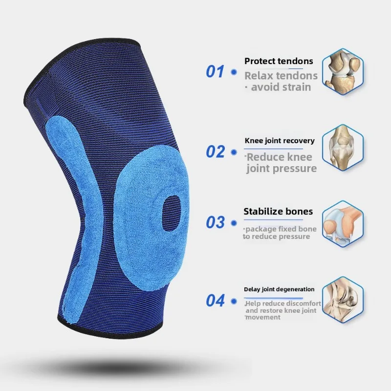 Men Women Fitness Running Cycling Patella Knee Support Knitted Ultra Warm Elastic Straps Silicone Protective Covers Pads