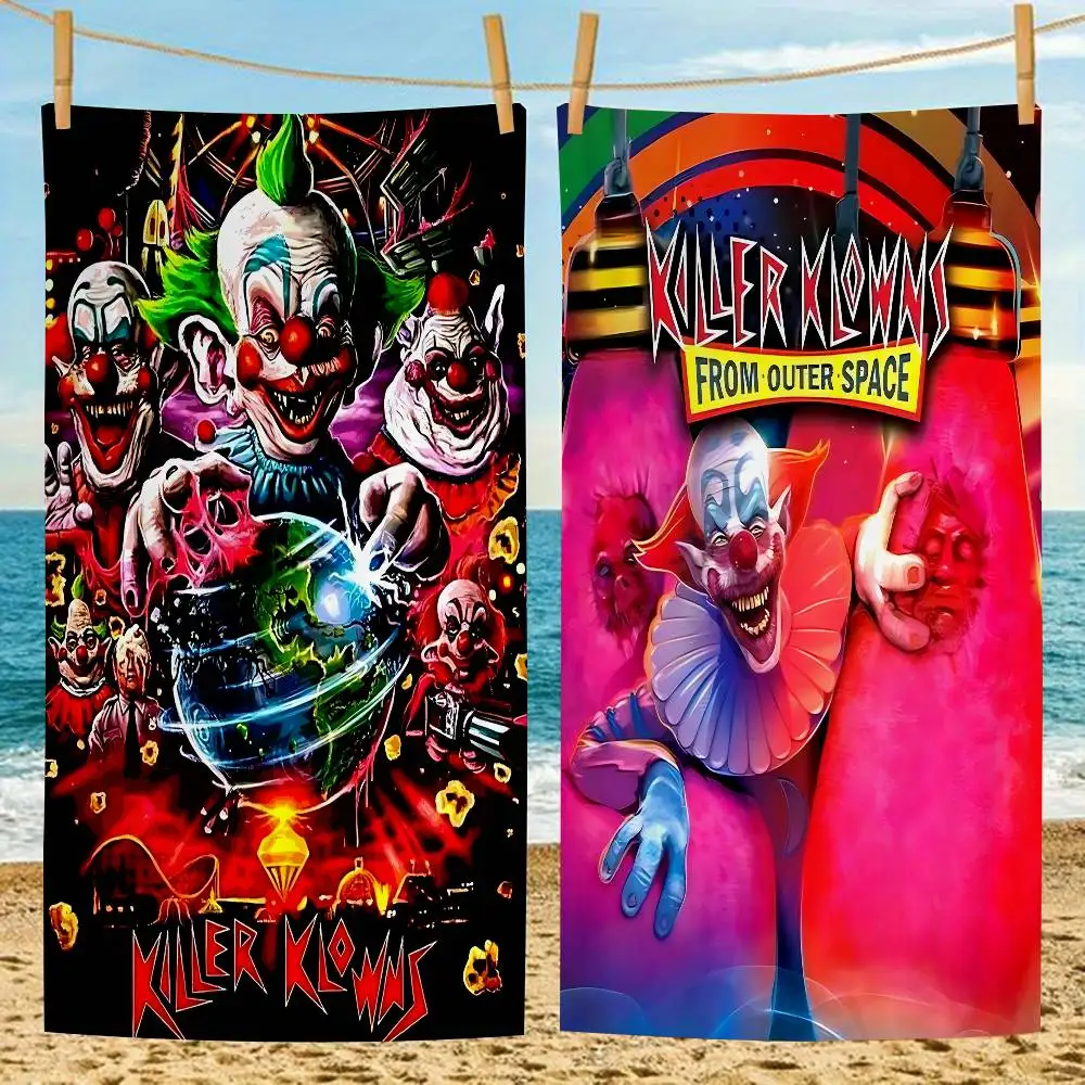 K-Killer Klowns From Outer Space Big Microfiber Beach Towels Quick Dry Towel Sand Beach Towels Pool Towel for Travel Pool Yoga