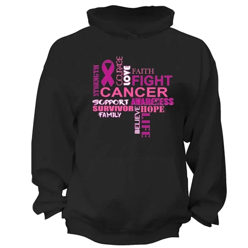 Breast Cancer Survivor Unisex Hoodie Pink Ribbon Couple Hoodies Cancer Survivor Gift  Long Sleeve Aesthetic Hoodie Streetwear