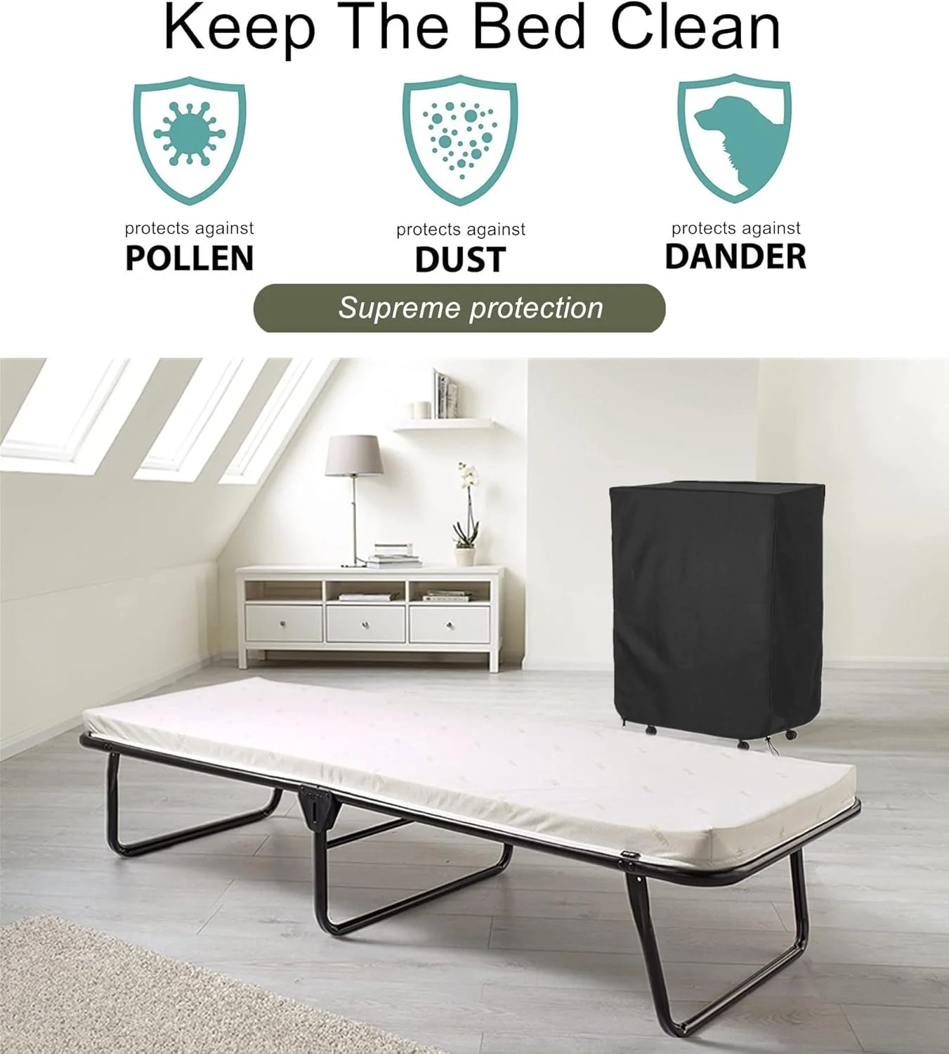 Rollaway Bed Cover Dustproof and Waterproof Folding Bed Storage Cover, Large Camping Cot Cover, Easy to Put On and Take Off