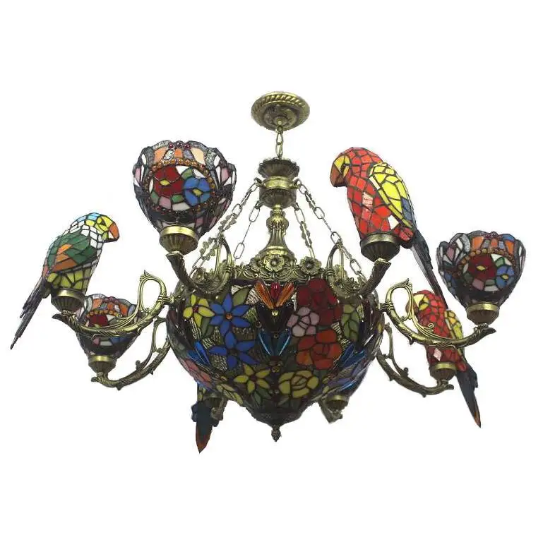 

European style, large chandelier, living room, pastoral, retro, creative, parrot, living room