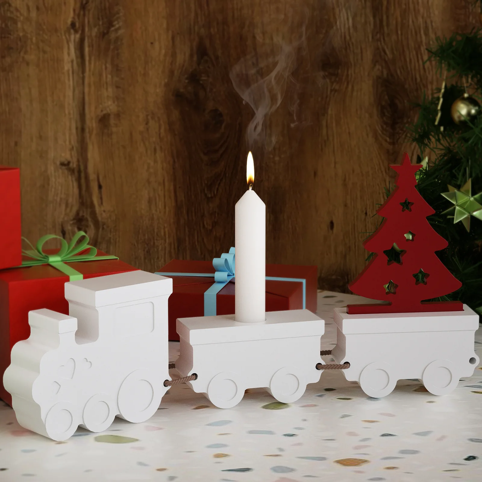 

Resin Epoxy DIY small locomotive carriage candle holder insert, aromatherapy gypsum cement ornament silicone mold