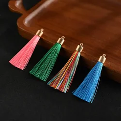 5/10Pcs 6CM Tassels Metal Weight Cap Tassels Soft Silky Imitation Silk Tassels for DIY Craft Earrings Bookmark Accessories