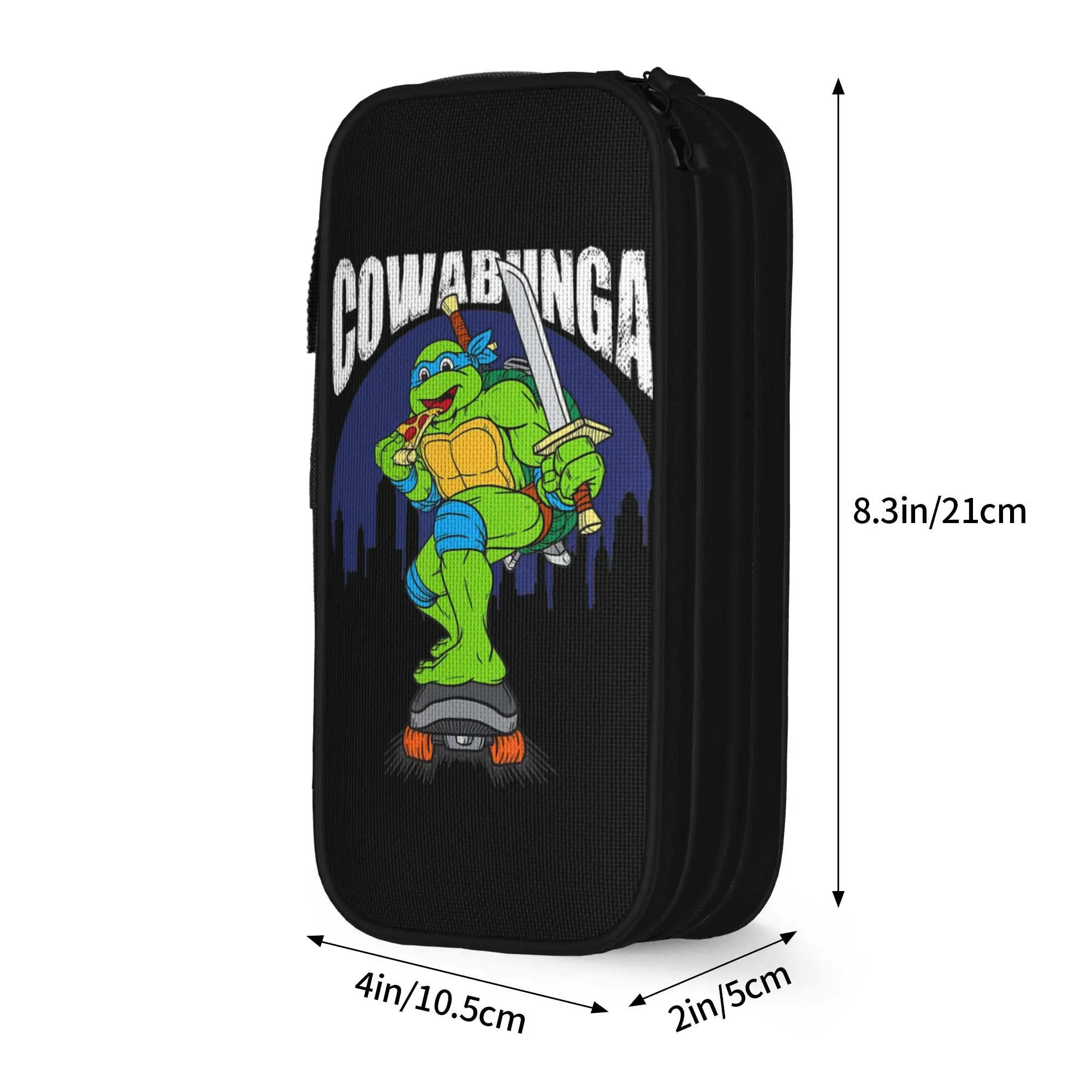 Fashion Vintage TMNT T-Turtles Eating Pizza Pencil Case Pencil Box Pen Holder Large Storage Bags Students Stationery