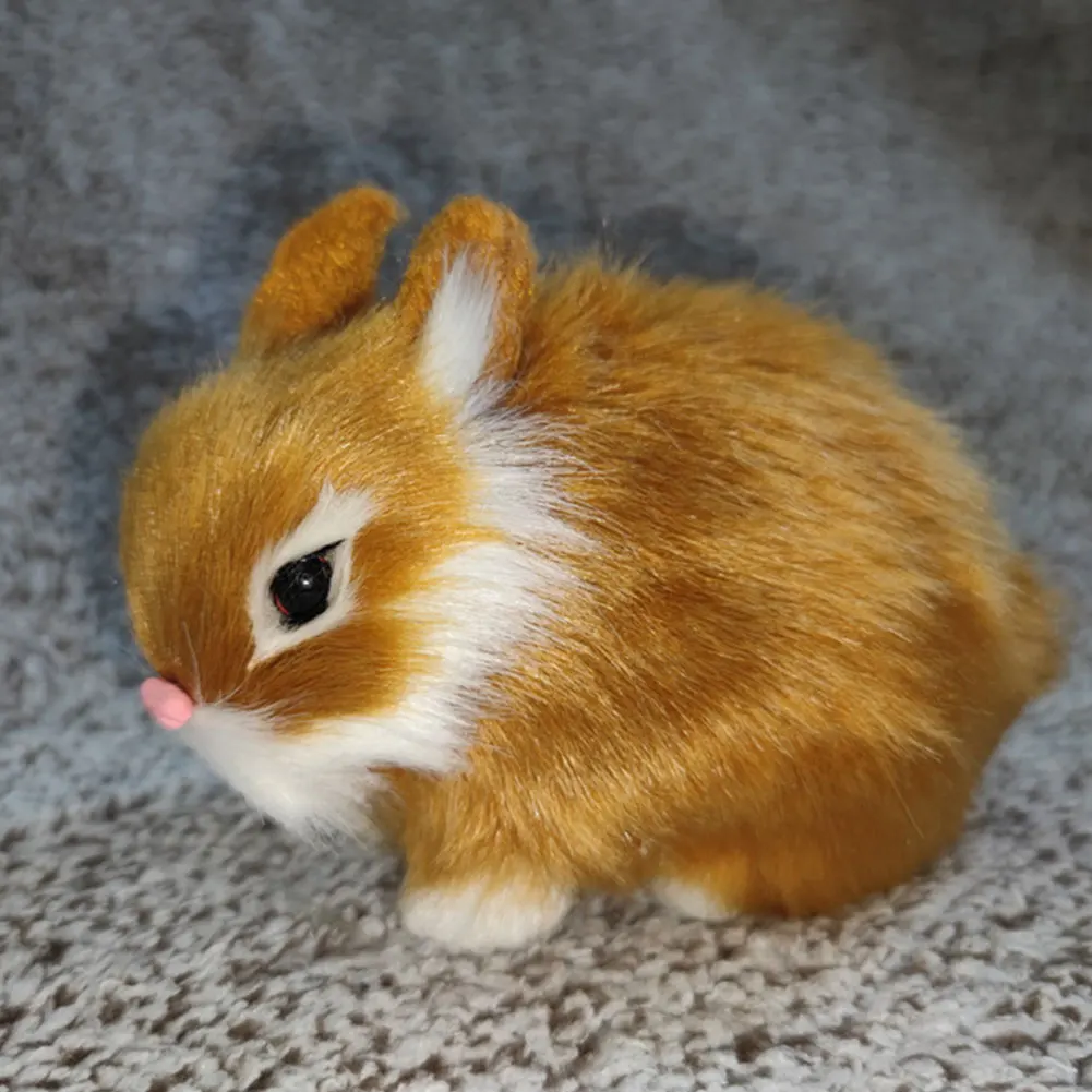 Juguetes de peluche de simulación, figuras de acción, regalo para niños, simulación de conejo, modelo en cuclillas, decoración del hogar, modelo de conejo, conejos de Pascua