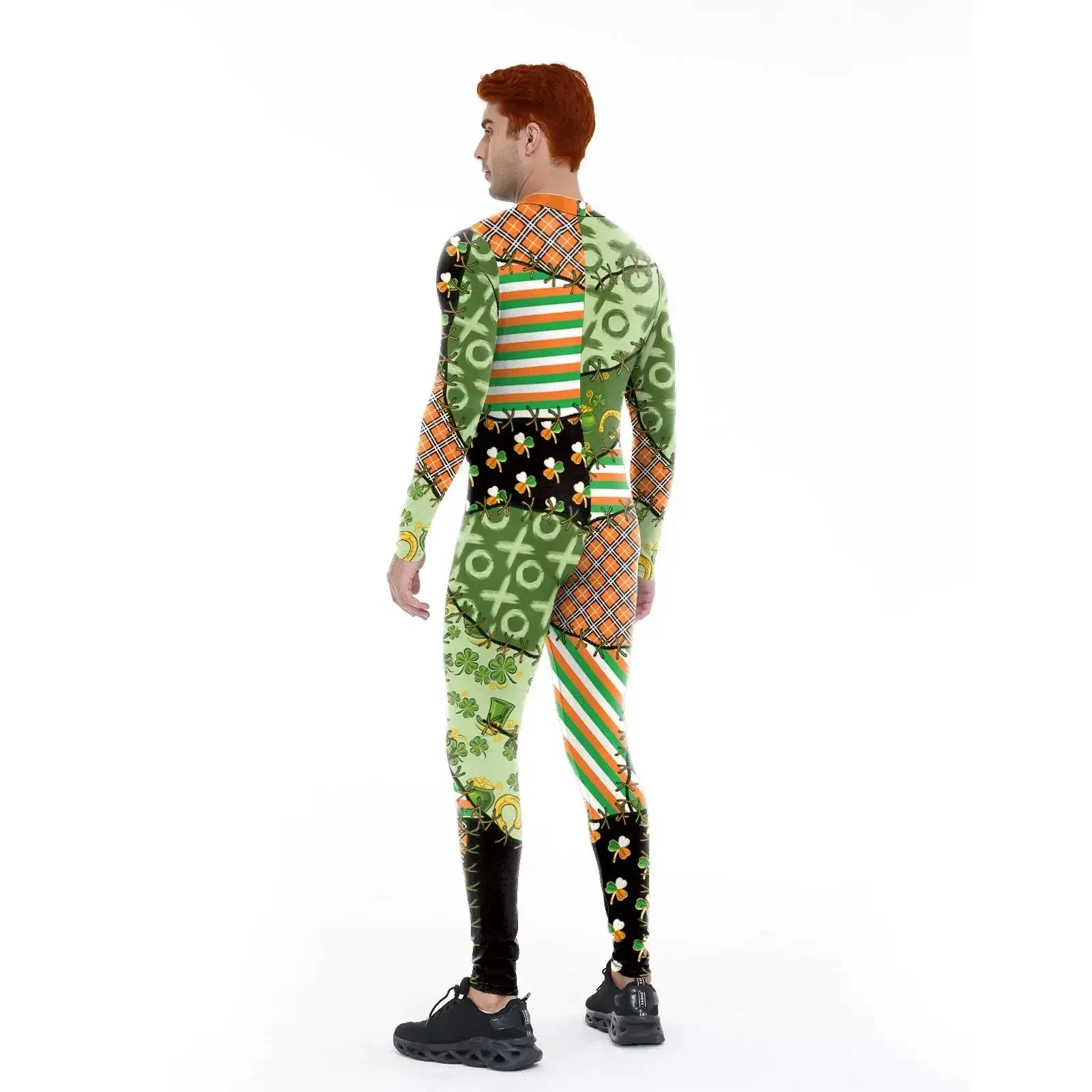 

St. Patrick's Day Shamrock Jumpsuit Men And Women Couple Green Print Bodysuit Performance Clothes Holiday Party Costume Set New