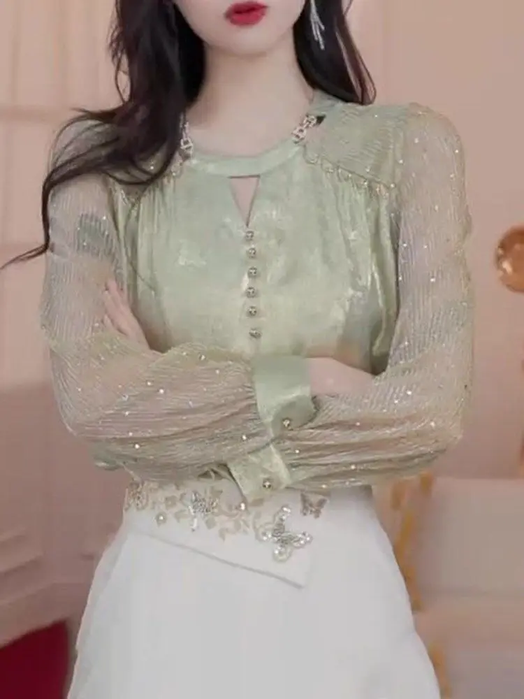 2024 Autumn Women\'s Clothing New Design Sense Niche Chic Versatile High-end Sense Slimming Top Early Autumn Style