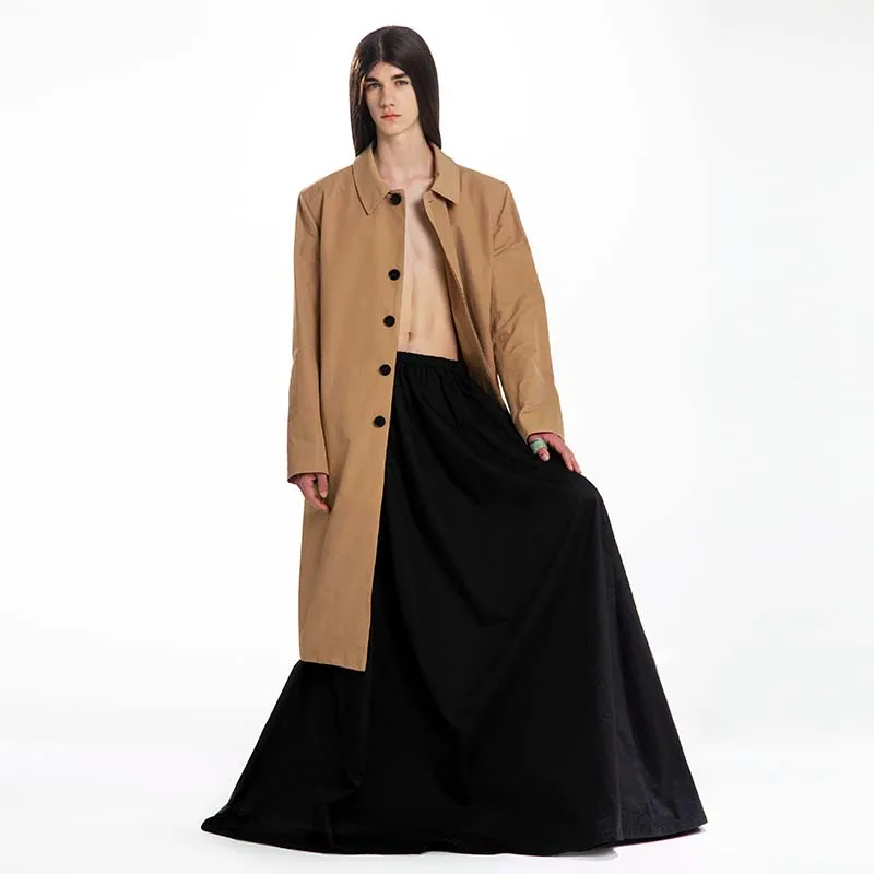 

Men's Floor Loose Skirt Pants Fashion Trend Personality T-Stage Large Fashion Loose Casual Non Elastic Dance Casual Skirt Pants