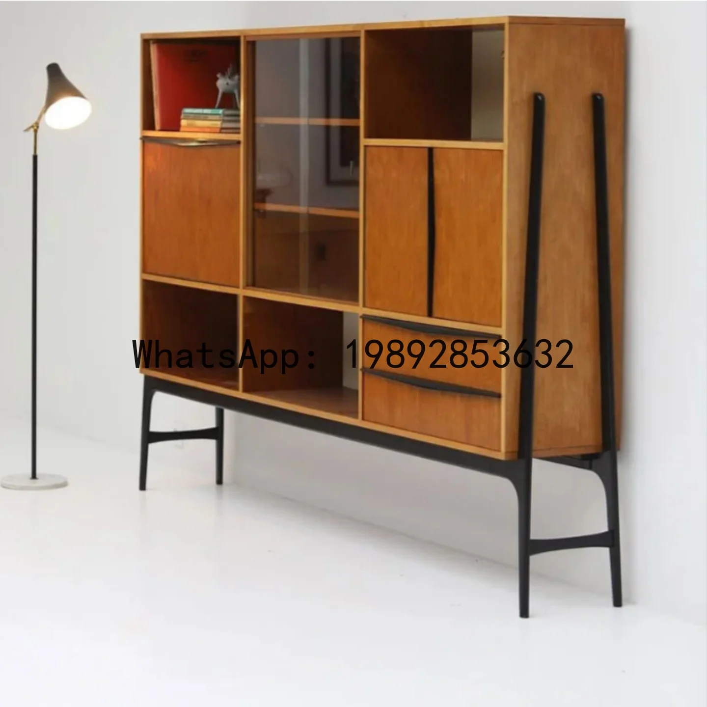 XL Log Art Sideboard Cabinet Vintage Cherry Wood Teak Color Living Room Wine Cabinet