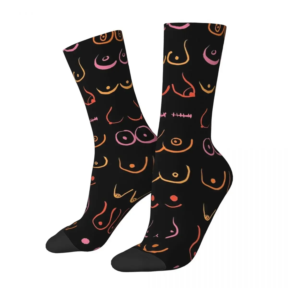 Neon Boobs Drawing Socks Harajuku High Quality Stockings All Season Long Socks Accessories for Man's Woman's Birthday Present