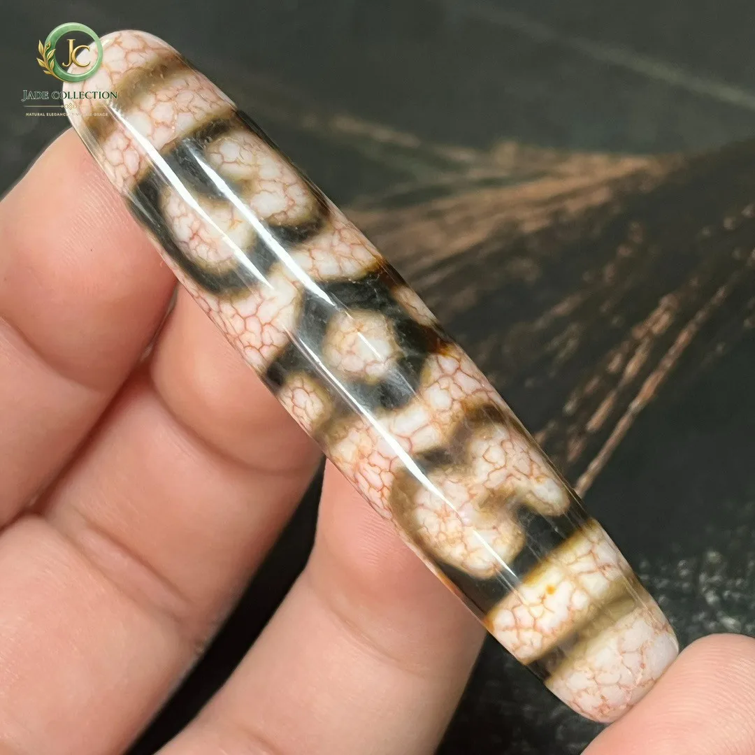 Power Tibetan Old Agate Old dZi *Lotus Master Hat* Bead Amulet Bead 57mm Z0407