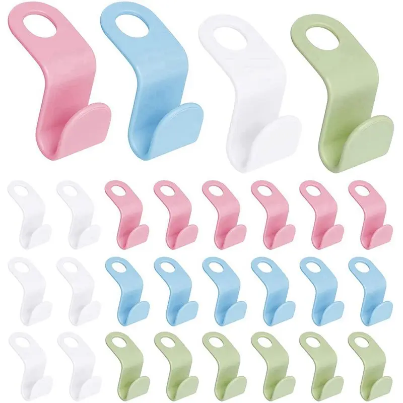 [A93Z!】 48-Piece Clothes Hook Connection Hook Folding Hook Hanger Link Buckle 4 Colors Clothes Hook