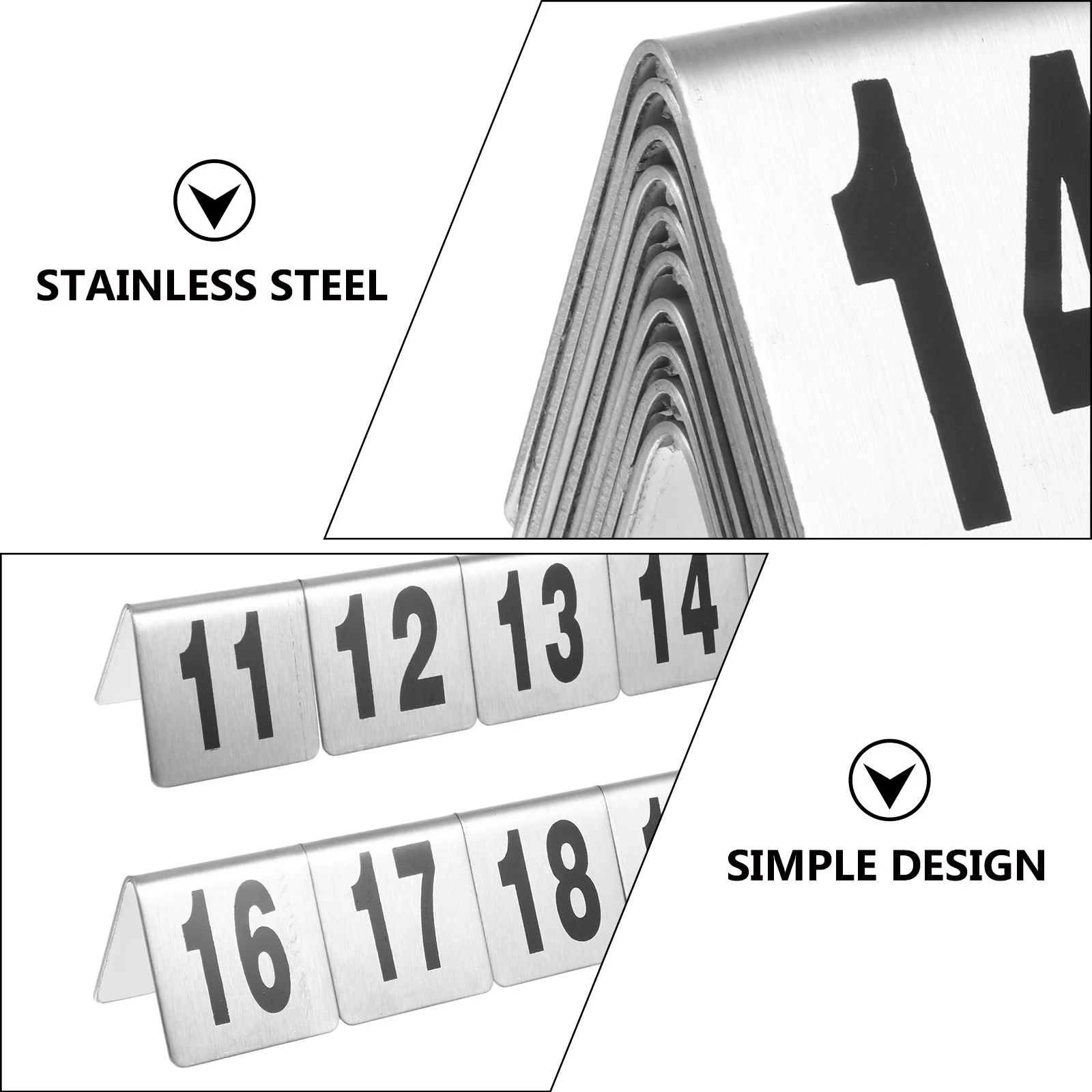 

10Pcs Desktop Table Number Signs Heavy Duty Stainless Steel Plate for Event Use 11-20 Stainless Steel Number Plate