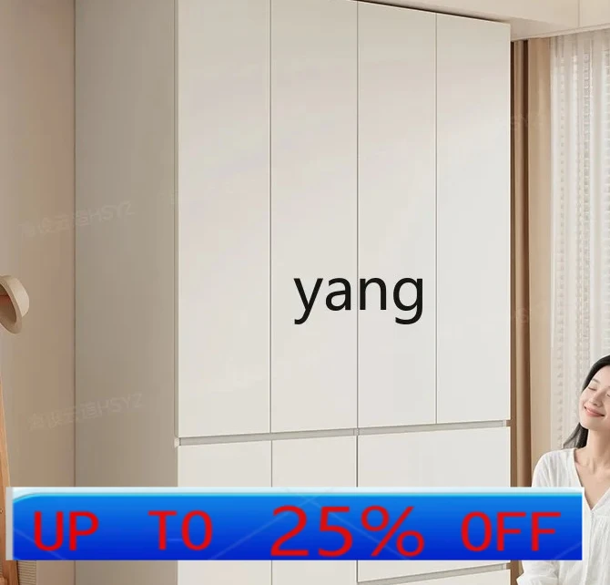 

LMMFull Solid Wood Wardrobe Handle Free Household Bedroom Cream Air Cabinet Sectional Wardrobe