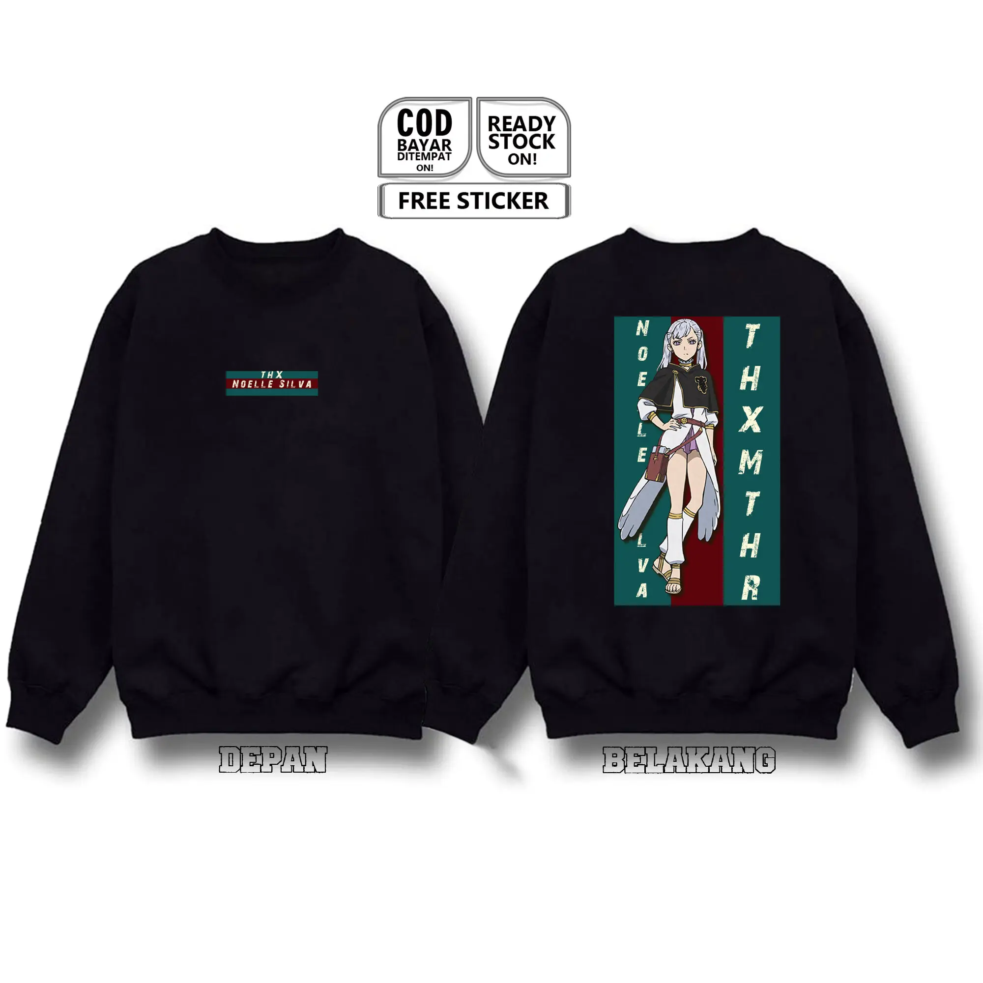 Sweater Crewneck Noelle Silva Black Clover Asta Yuno Vanessa Anime Manga Japanesse Culture Yami Finral Fuegoleon Voltia Gauche