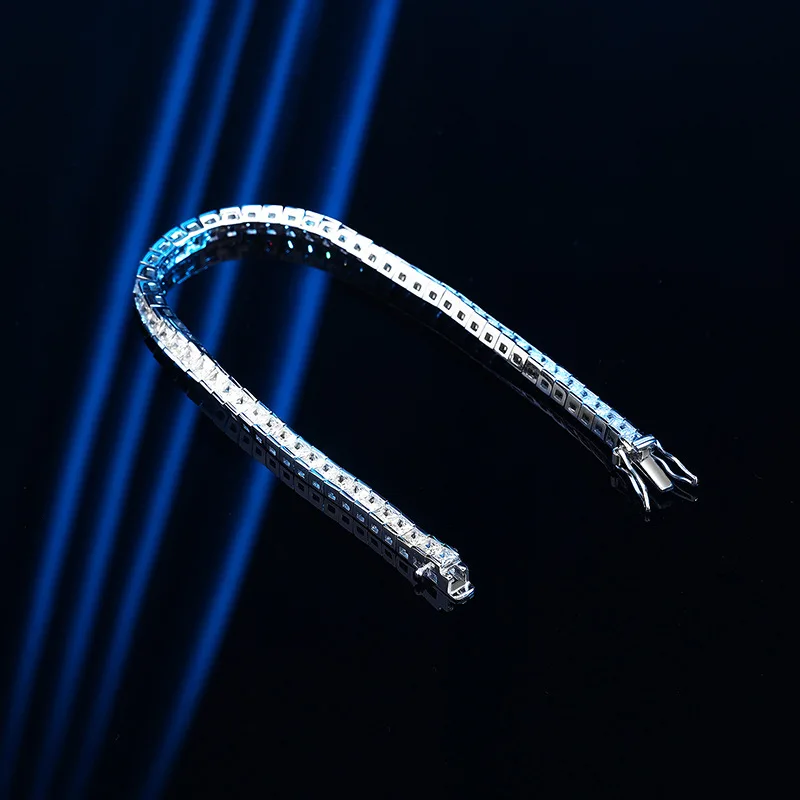 High-end 18K Real Platinum PT950 Princess Bracelet Ins Niche Design Light Luxury Exquisite 20 Points Full of Diamonds