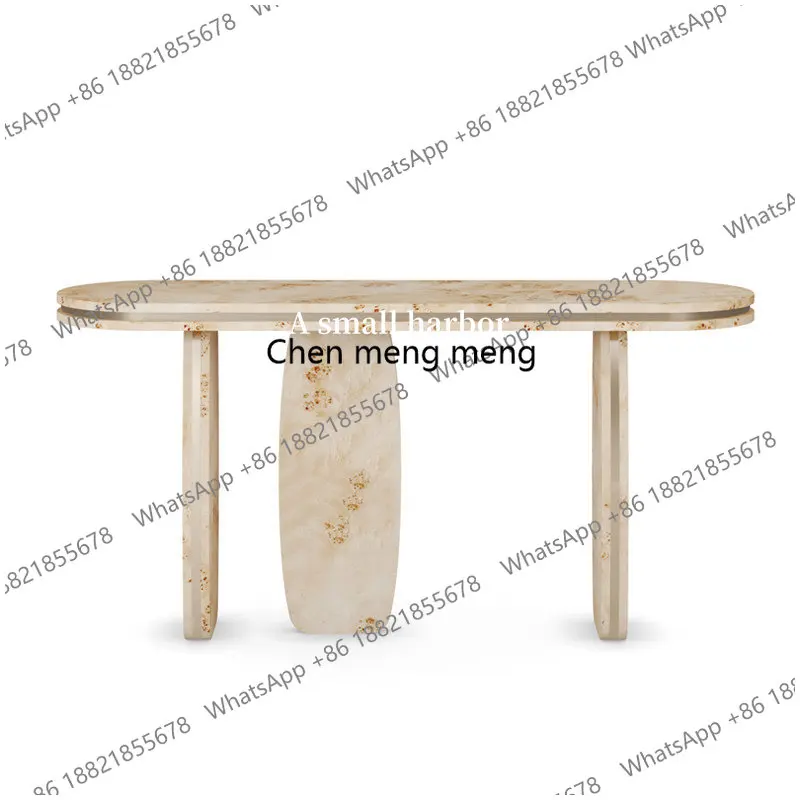 

French retro solid wood entrance table designer entrance table living room tree tumor veneer decorative table