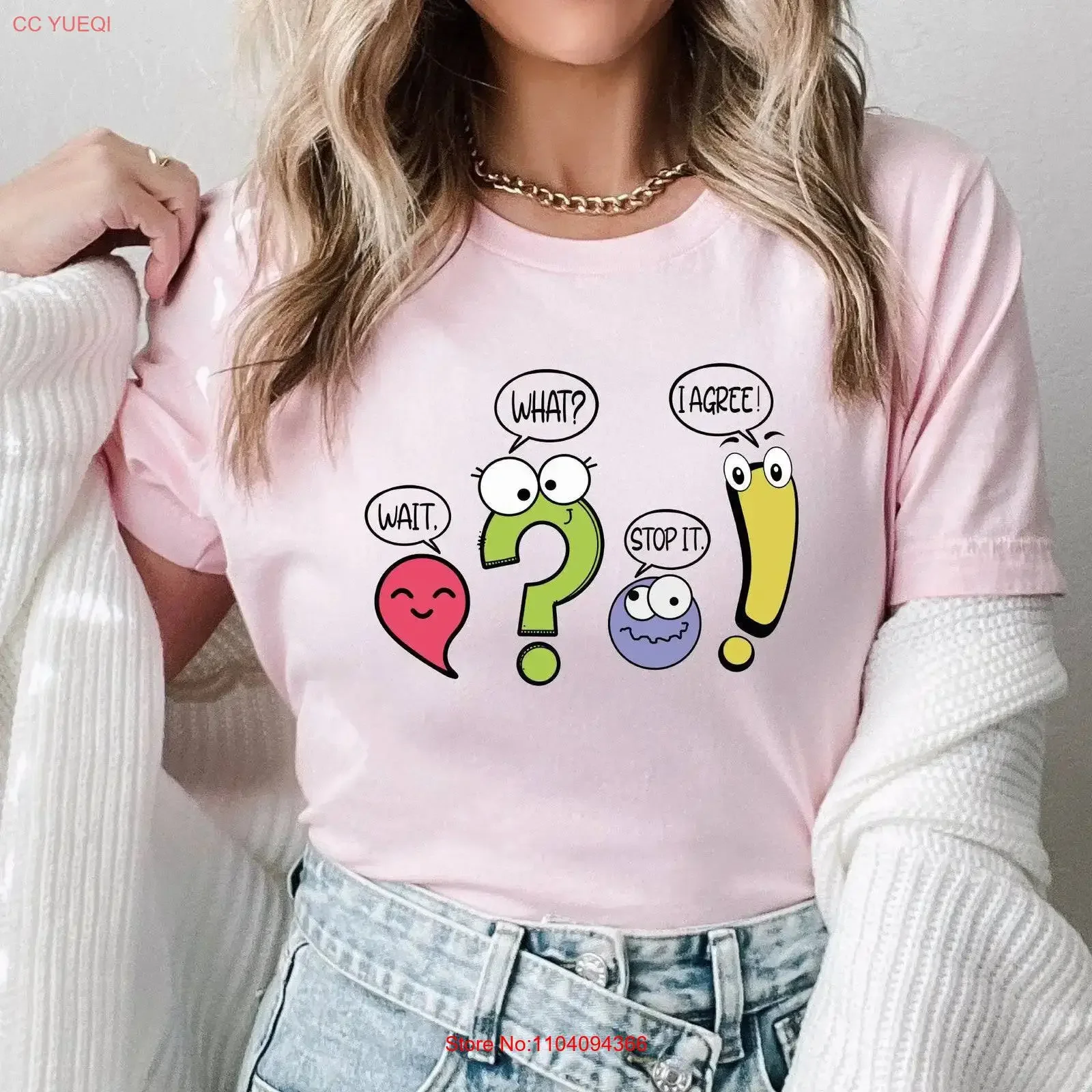 Funny Grammar T Shirt for Teacher Punctuation English Appreciation Wait What Stop It I Agree Back To School vintage Washed