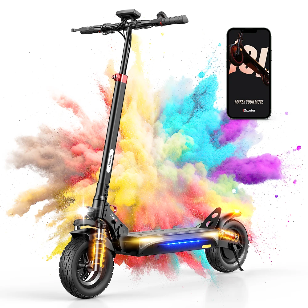 iScooter-iX3 Trottinette Electrique- Moteur 800W Batterie 48V10AH Trottinette Elec Pour Trajets Urbains-Pneus De 10 Pouces E-Trottinette Pliables - 40KM/H Prise En Charge De La Commande Par