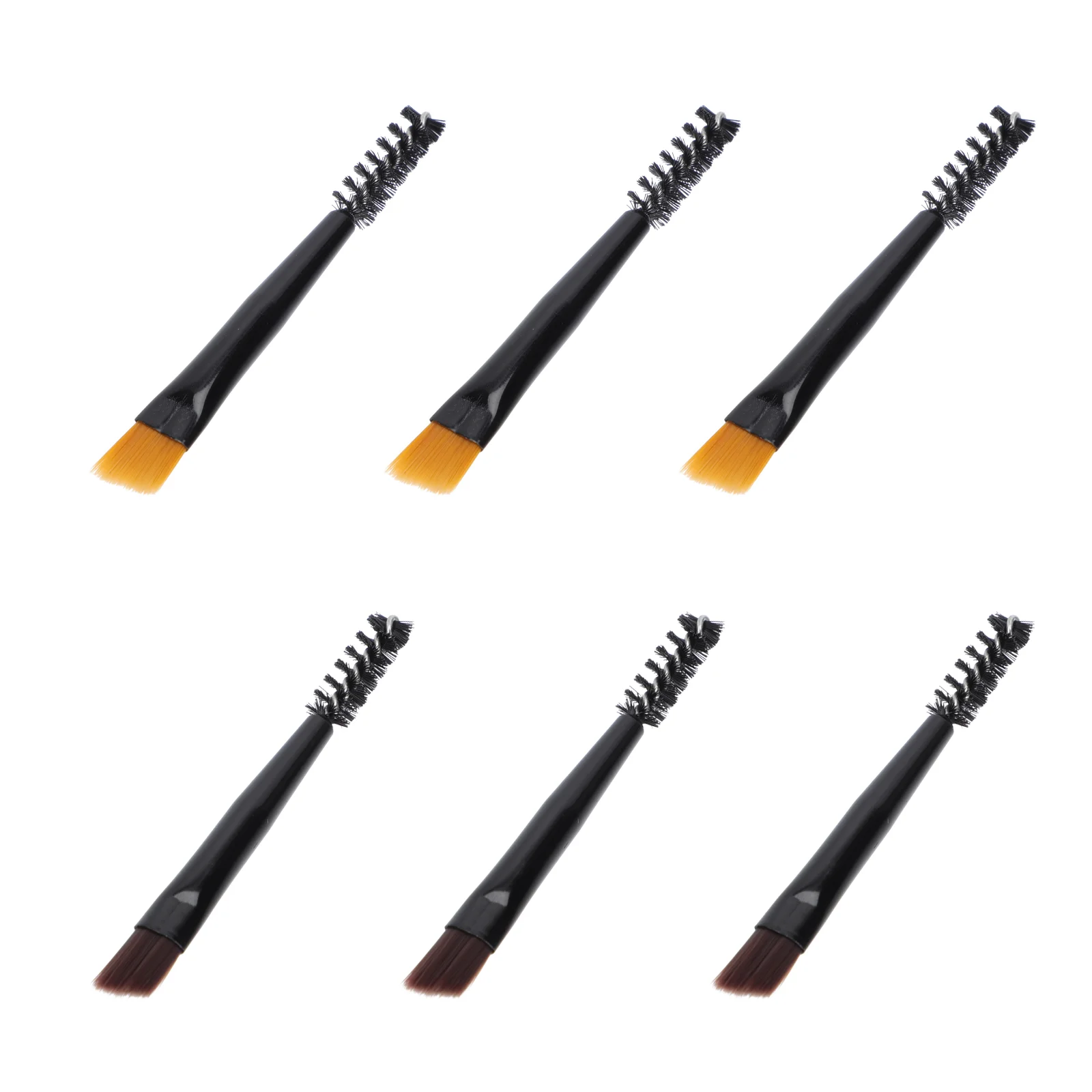 

6 Pcs Brow Pen Eyebrow Brush Hair Comb Makeup Trimming Lamination Kit Black Nylon