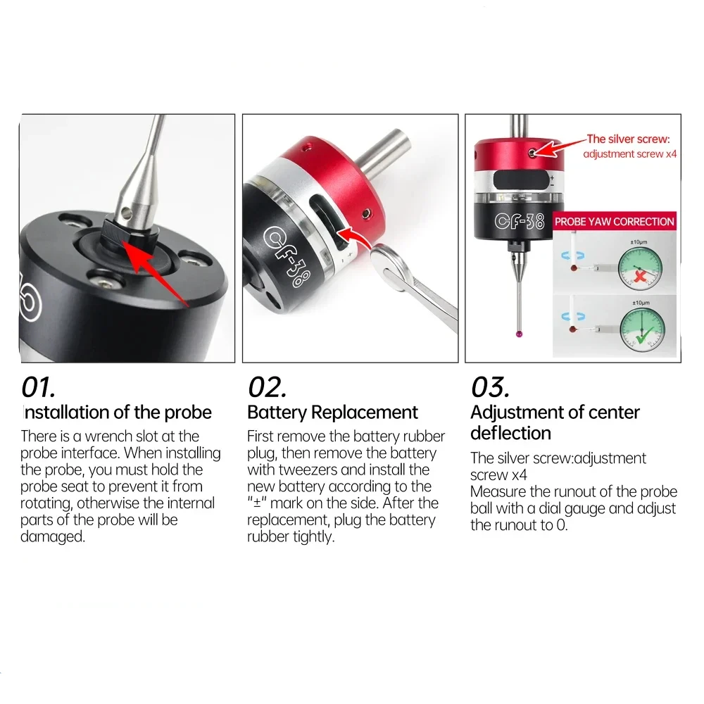 2023 Latest 3D Edge Finder CF-38 Machining Center Cnc Milling Machine Three-coordinate Precision Probe Centring Rod Tool Setter