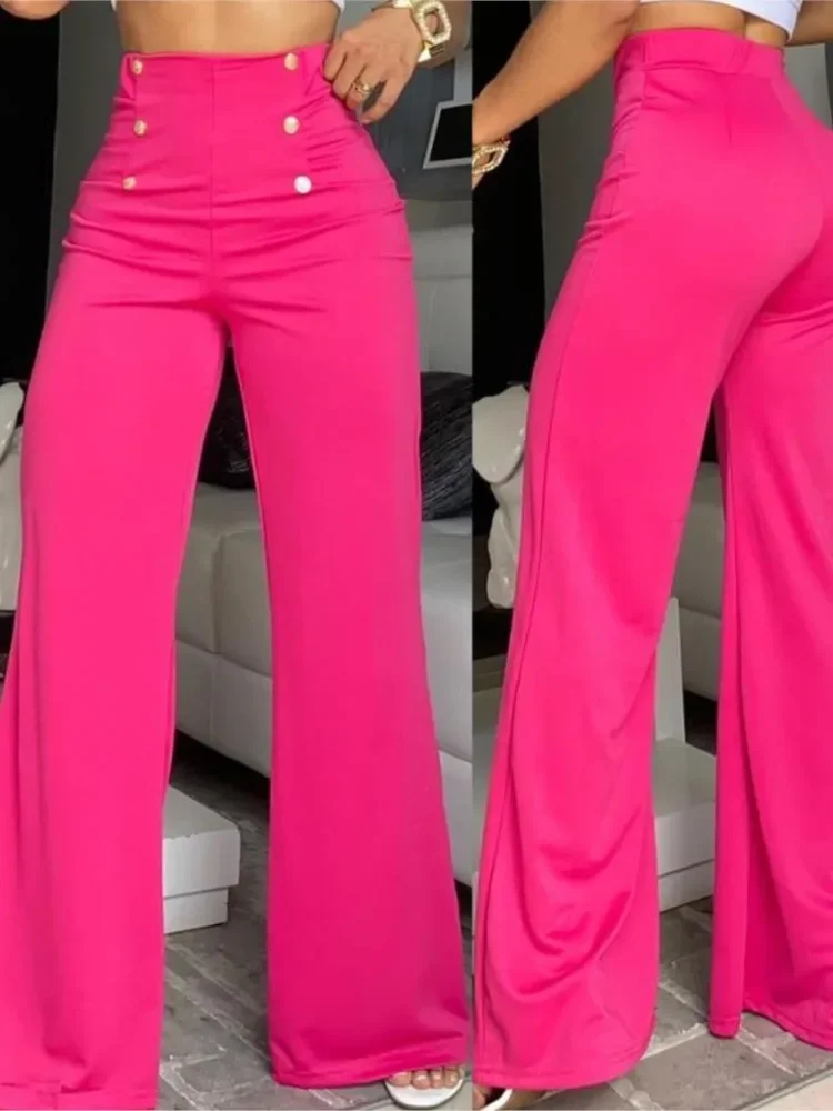 Women's Trousers Elegant White Wide Leg Pant Winter Fashion High Waist Office Ladies Career Long Black Women Pants