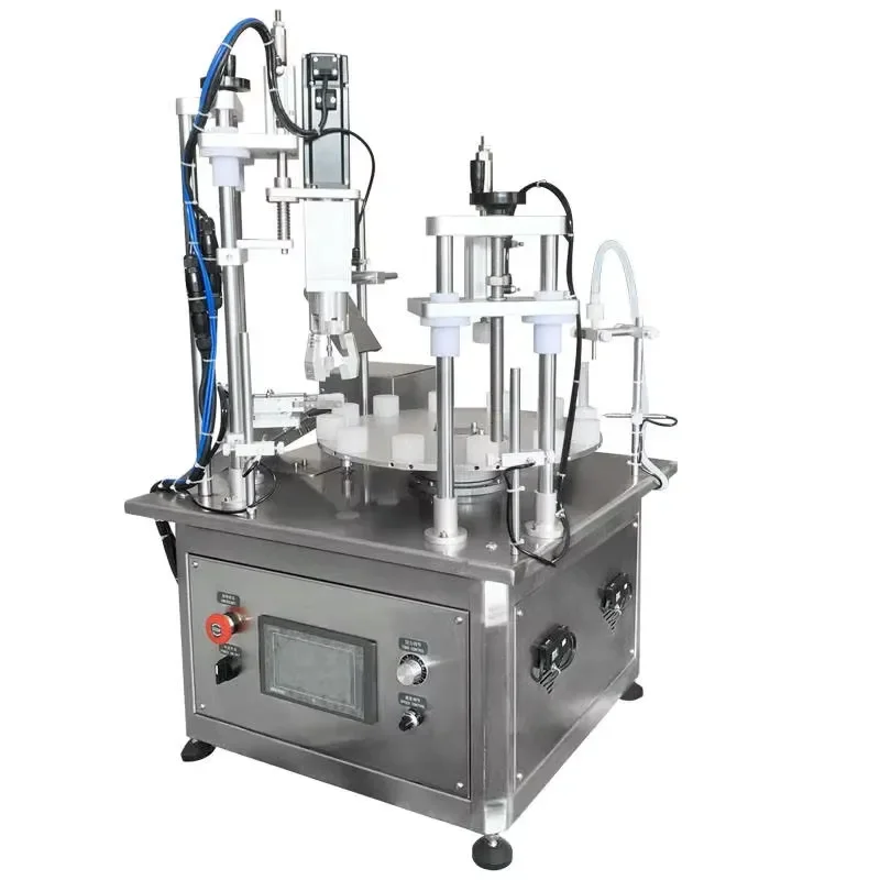 for Dual Head Automatic Mini Essential Oil Beverage Liquid Perfume Vial Filling Machine Rotary Small Bottle Filling Capping