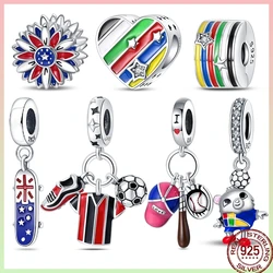 American Sports Series 925Sterling Silver Badminton Baseball Football Pendant Beads Suitable For 3MM Original Bracelet Diy