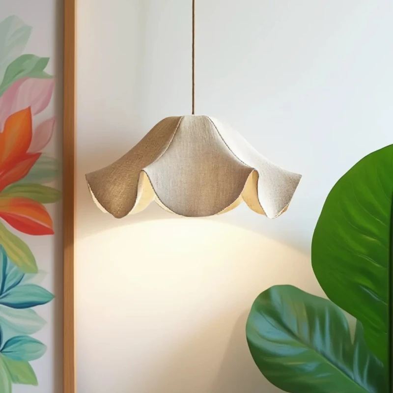 

Japanese Wabi Sabi style restaurant chandelier, antique style homestay bar counter table lamp, artistic fabric lighting fixture