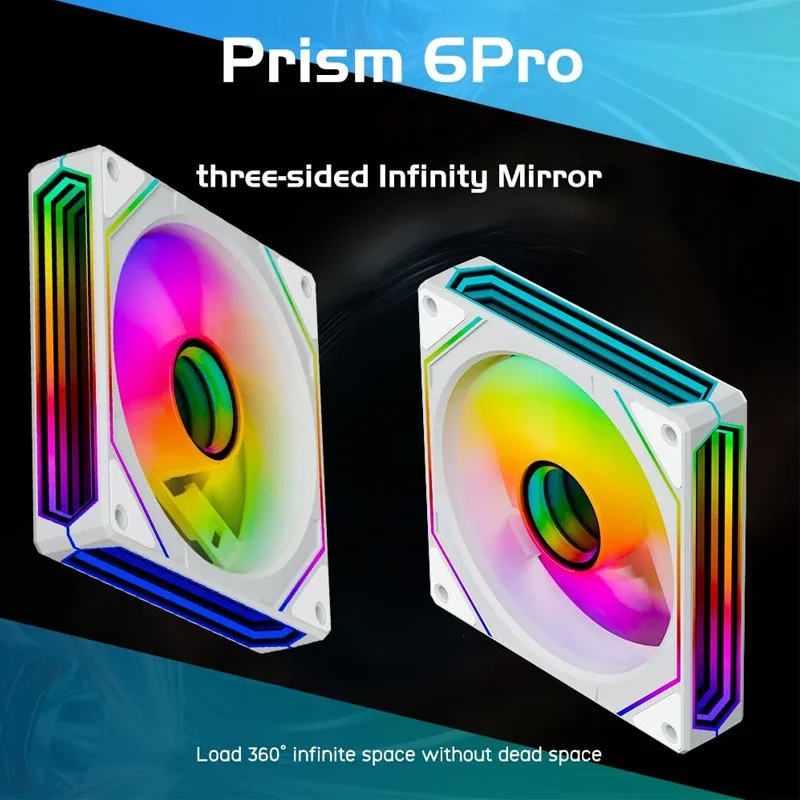 Leopard Prism 6Pro ARGB PC Case Fan 120mm 3-sided Infinite Mirror 5V 3PIN Motherboard Lighting Sync 4PIN PWM