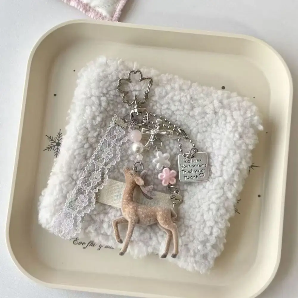 Y2K Deer Pendant Keychain Fashion Korean Style Little Deer Key Ring Handmade Cute Animals Pendant Key Chain Girls