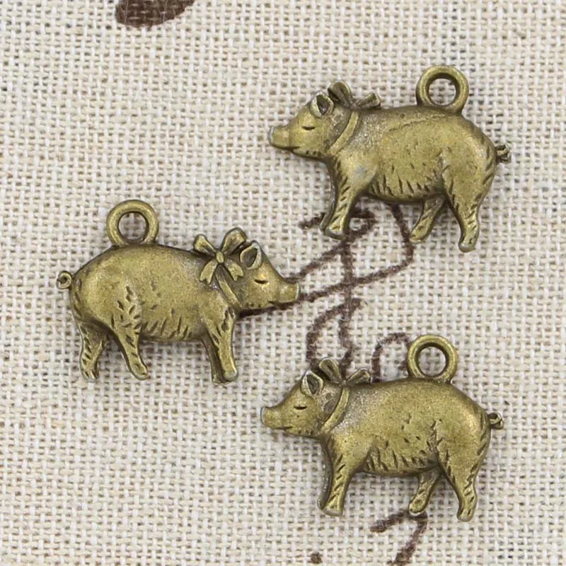 8pcs Charms 3D Pig 21x16mm Antique Making Pendant fit,Vintage Tibetan Bronze Silver color,DIY Handmade Jewelry