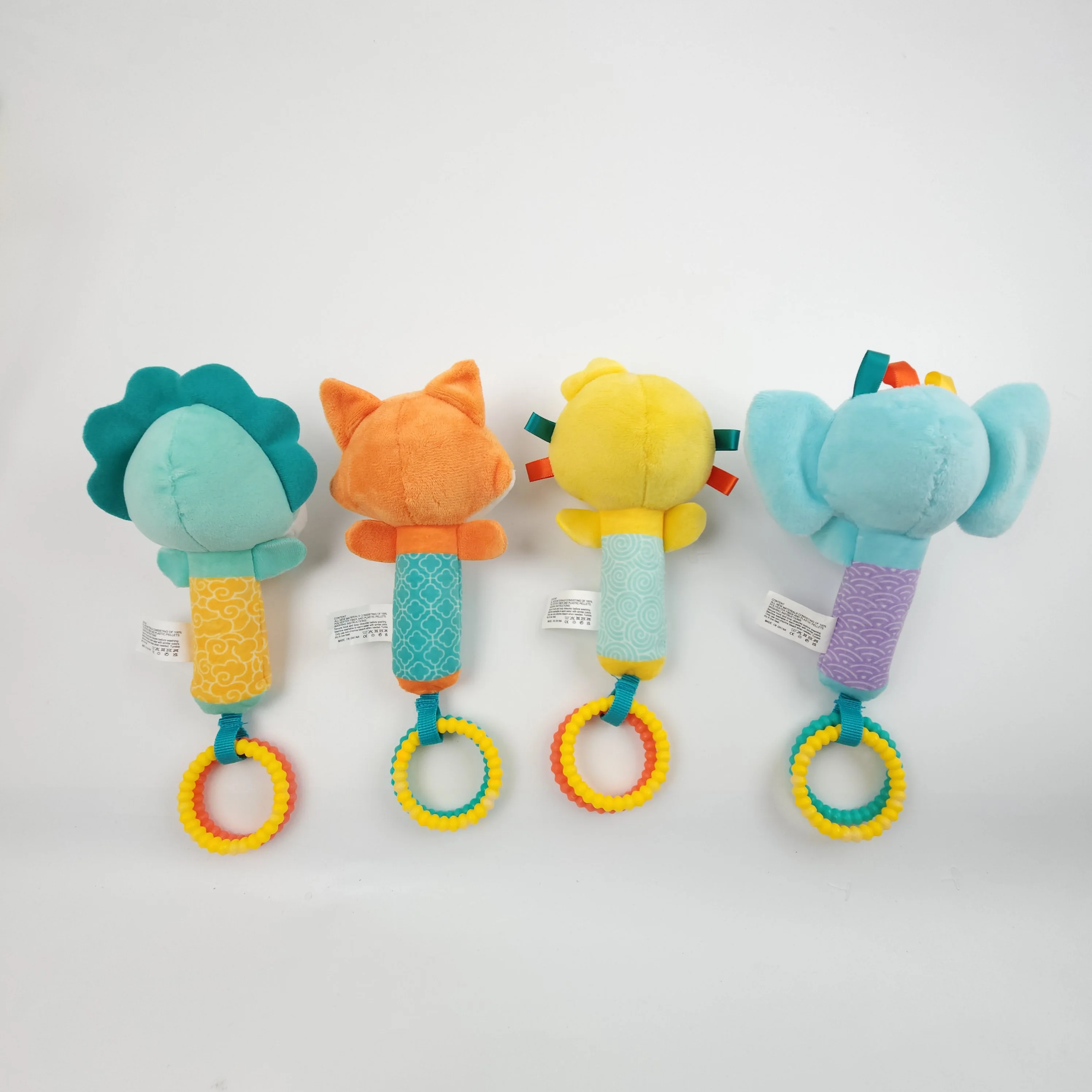 Baby Rasseln Weiche Handkurbel Spielzeug Cartoon Tier mit BB Anruf Stimme Plüsch Spielzeug Quietschende Sensorische Reise Zubehör für Kleinkind