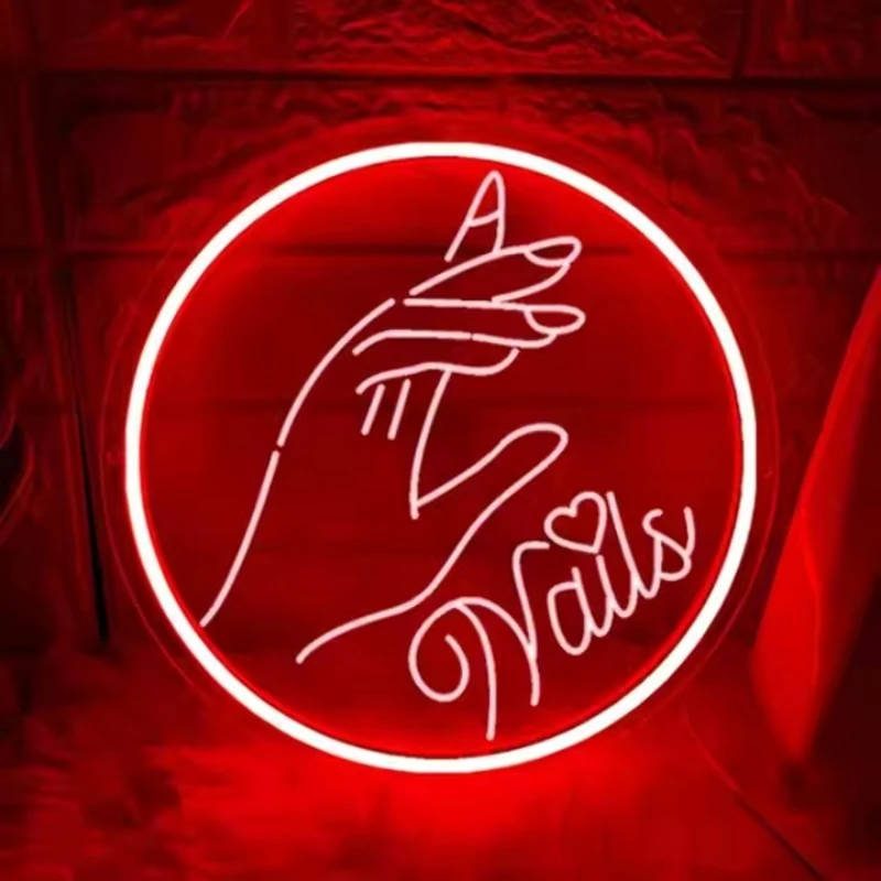 الأظافر النيون تسجيل ل سبا غرفة التجميل مسمار الحواجب جلدة صالون استوديو ثلاثية الأبعاد الفن نحت تصميم وحدة إضاءة LED جداريّة ديكور متاجر الأعمال شعار