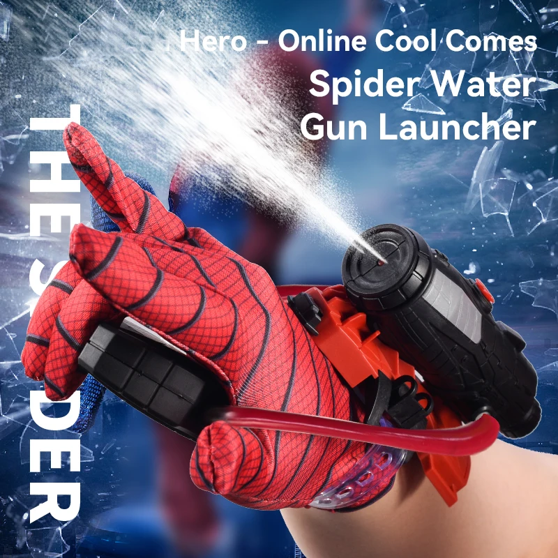 Spider Wrist Launcher Water Gun with Gloves Summer Water Fight Toy Cosplay Prop Outdoor Game Backyard Fun