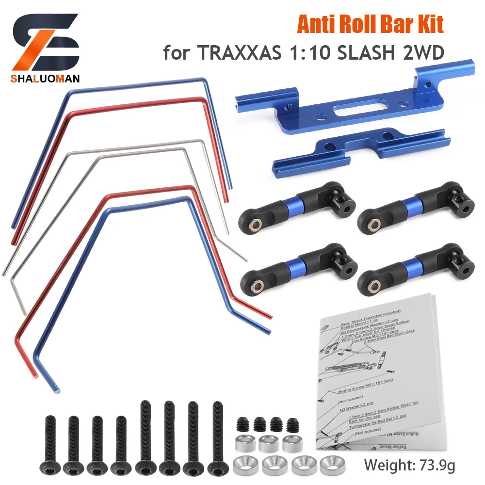 Shaluoman-piezas mejoradas de Metal para juguetes, Kit de dirección, brazos A delanteros y traseros y montaje de choque para 1/10 Traxxas Slash 2WD