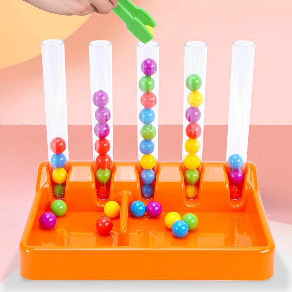 Bolas de colores para niños, juego a juego, clasificación de matemáticas de colores y números, juguetes educativos Montessori, tubo de ensayo,